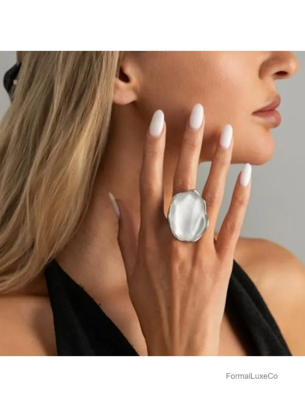 Resin Statement Ring Women Boho Chunky Oval Finger Charm Ring Adjustable